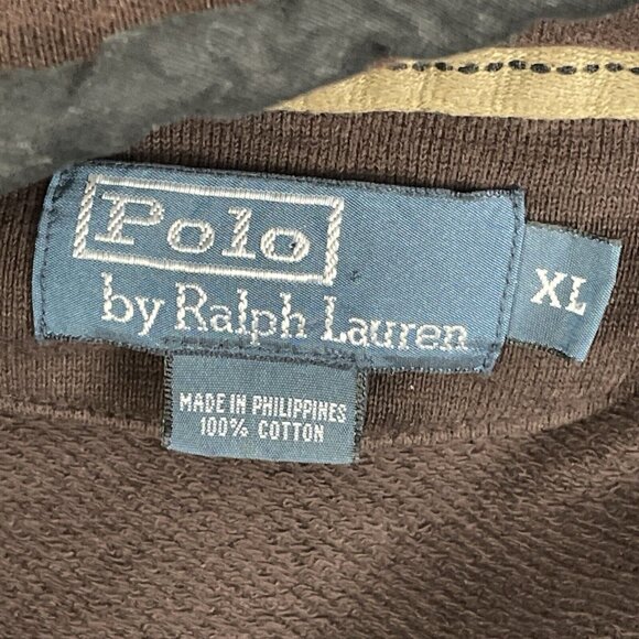 Vintage Polo Ralph Lauren Sweater Mens Size Extra Large Brown Cotton‎ Snap/Zip - Picture 8 of 11
